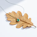 Modern Emerald Green Halo Solitaire Necklace GWN -161