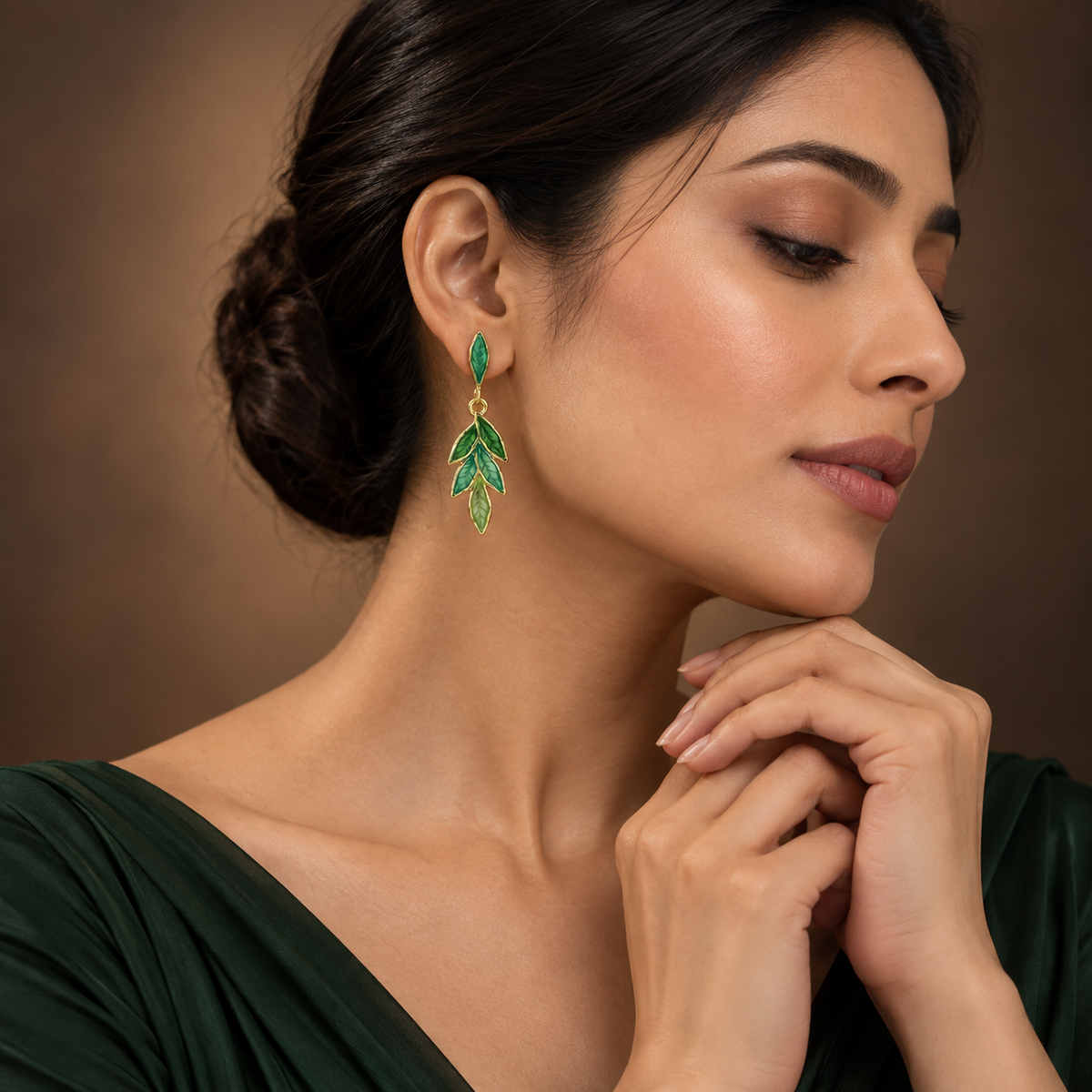 Verdant Leaf Cascade Earrings GWE 194