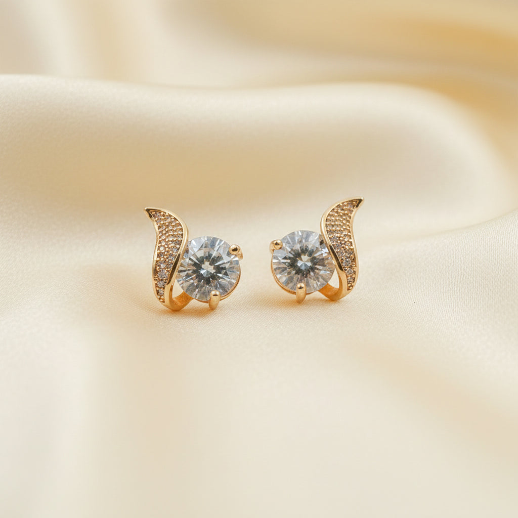 Flora Shine Solitaire Stud Earrings GWE -38