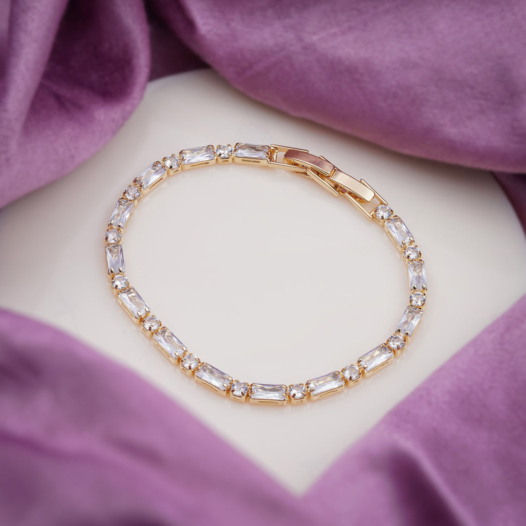 Stellar Baguette & Round Crystal Eternity Tennis Bracelet GWB-33