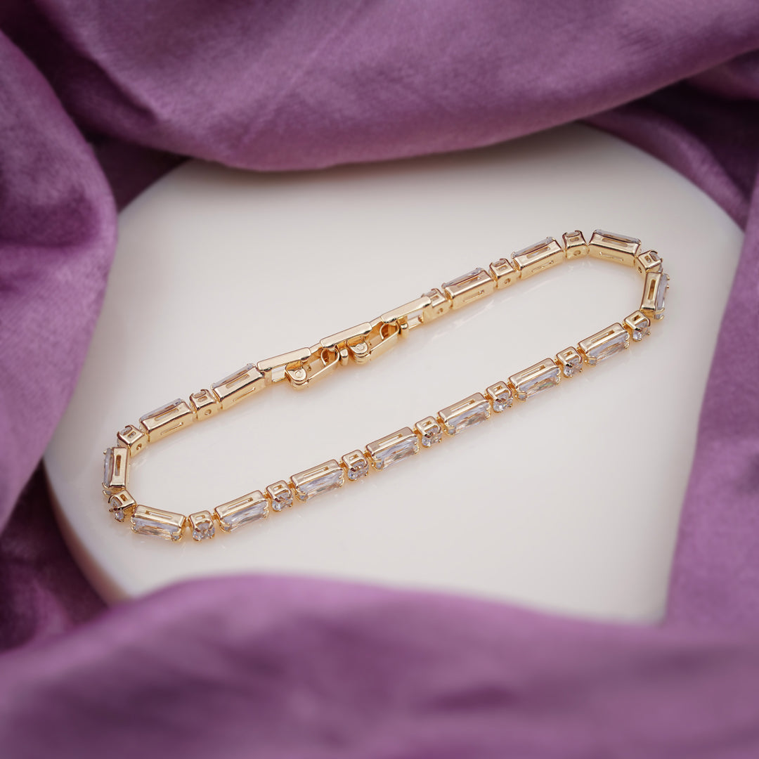 Stellar Baguette & Round Crystal Eternity Tennis Bracelet GWB-33