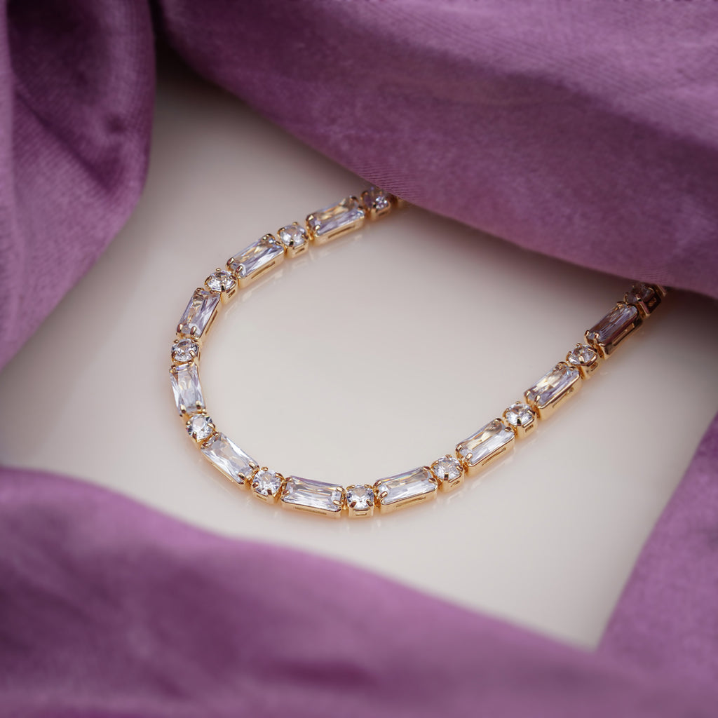 Stellar Baguette & Round Crystal Eternity Tennis Bracelet GWB-33