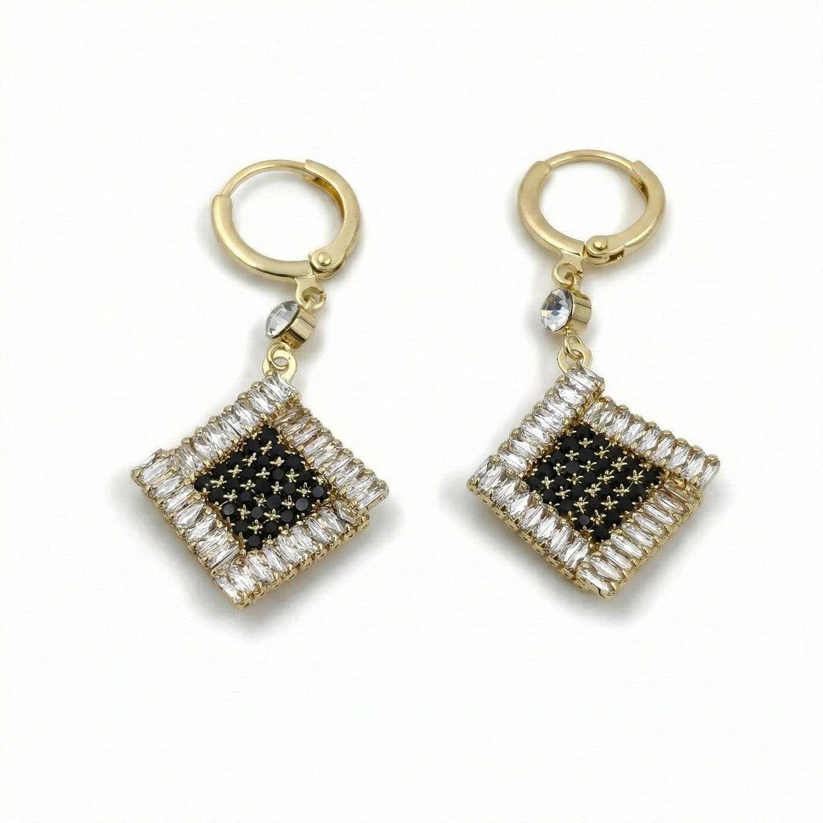 Classic Square Black Noir Hoop Earrings GWE -150