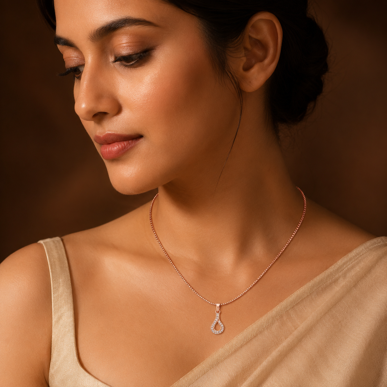 Crystal Ribbon Drop Necklace GWN-212