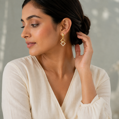 Aurevia Twin Square Drop Earrings GWE 291