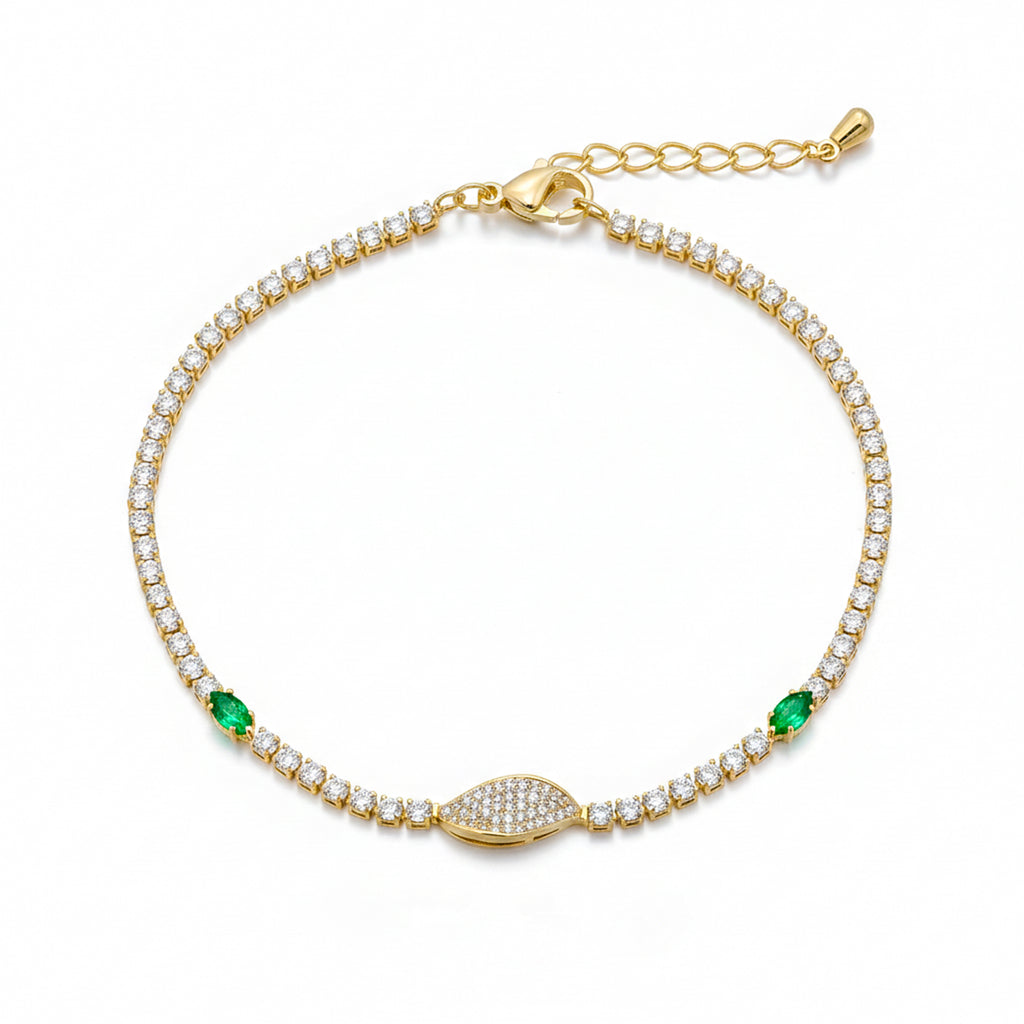 Imperial Emerald Green & Marquise Pave Tennis Bracelet GWB-106