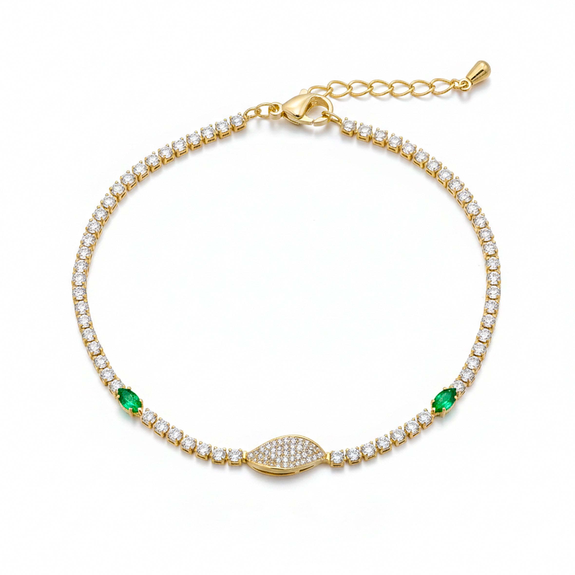 Imperial Emerald Green & Marquise Pave Tennis Bracelet GWB-106