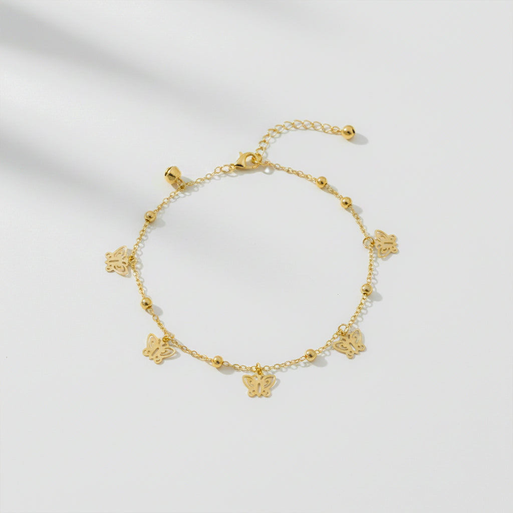 Classic Filigree Butterfly Charm Link Anklet GWA-49