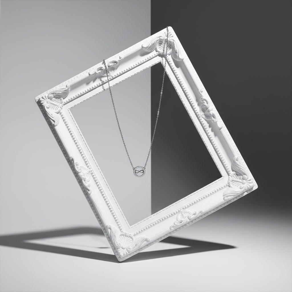 Sleek Infinity Halo Pendant Necklace GWN -49