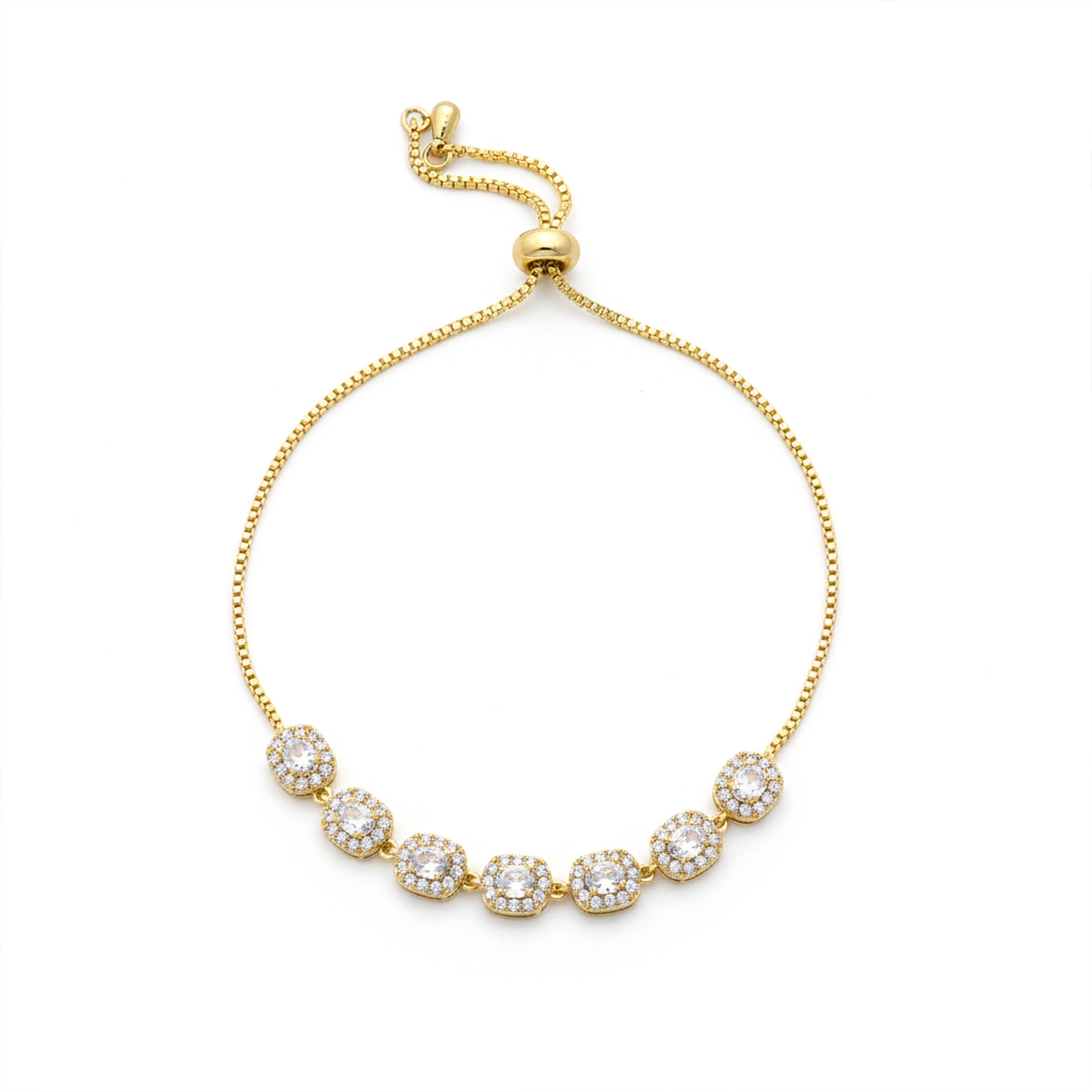 Imperial Cushion Halo Solitaire Row Bolo Bracelet GWB-159