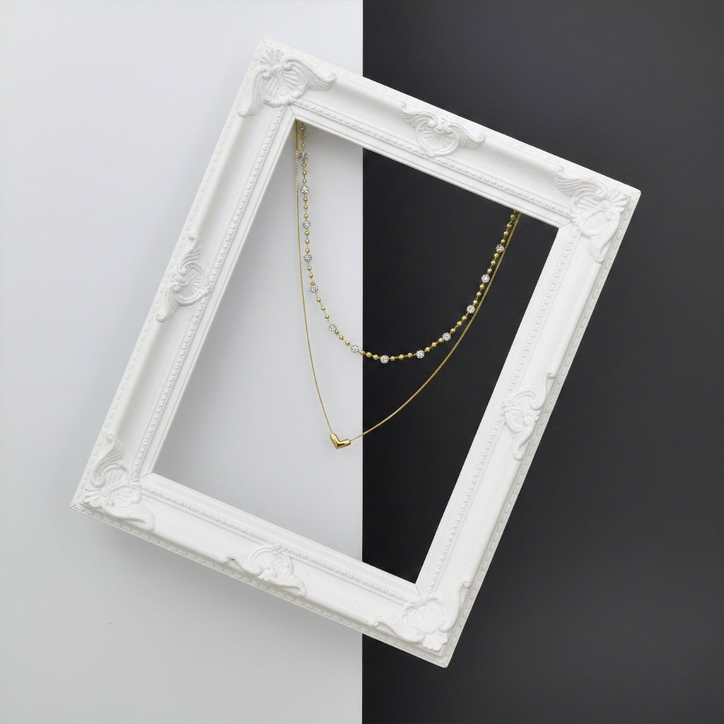 Modern Dual Layer Beaded Heart Necklace GWN -63