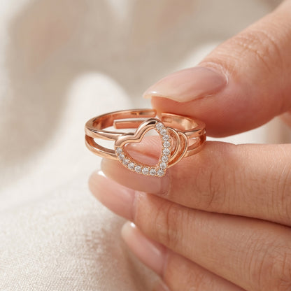 Cascading Pave Open Heart Dual Band Ring GWR-119