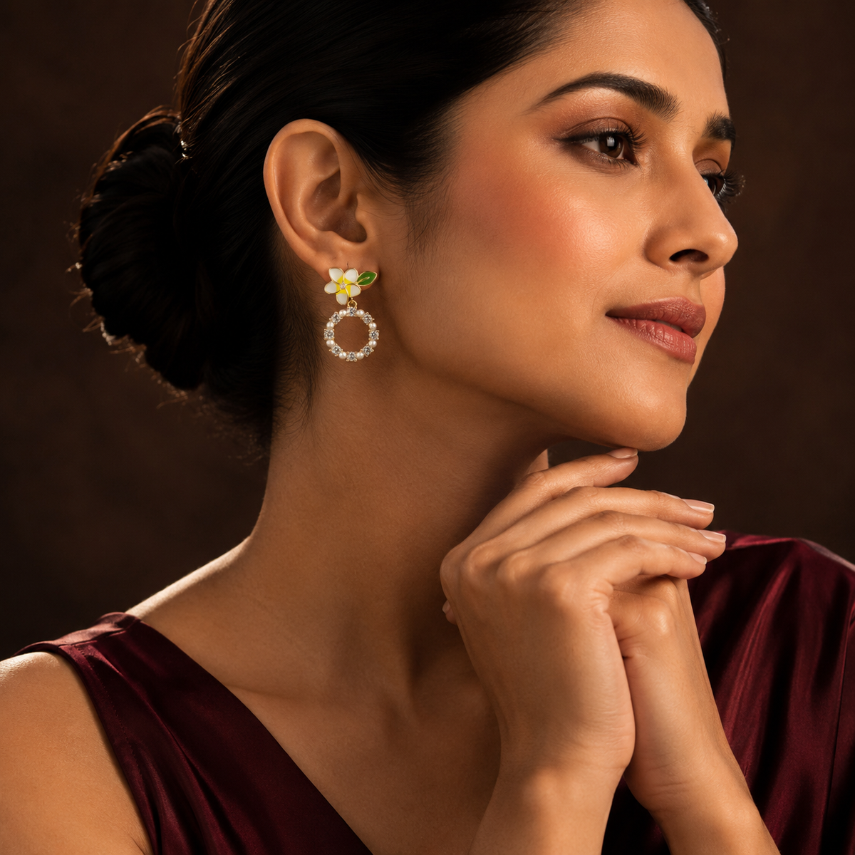 Flora Bloom Pearl Hoop Earrings GWE -133