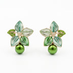 Flora Bloom Green Mint Pearl Earrings GWE -184
