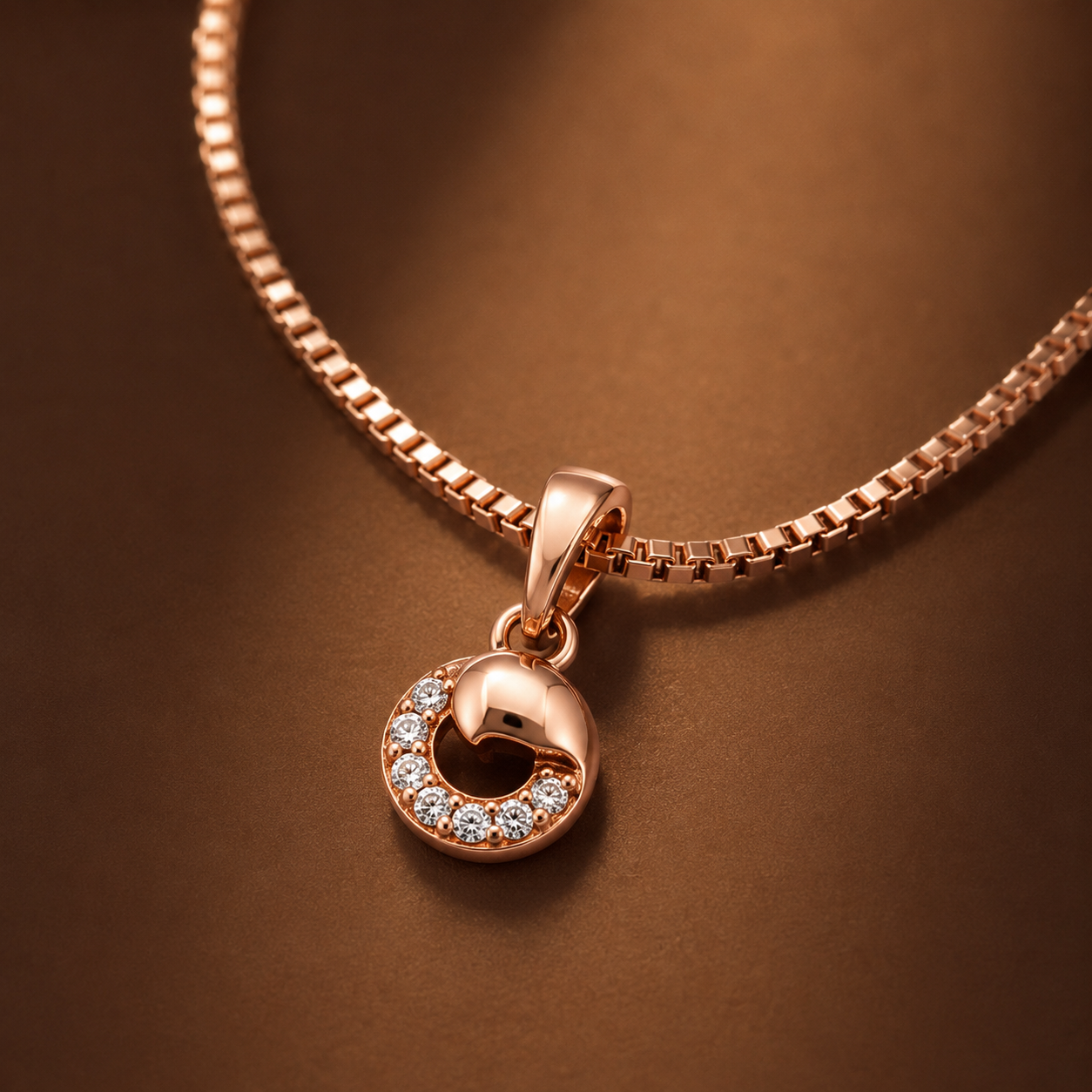 Rose Gold Crystal Circle Necklace GWN-198