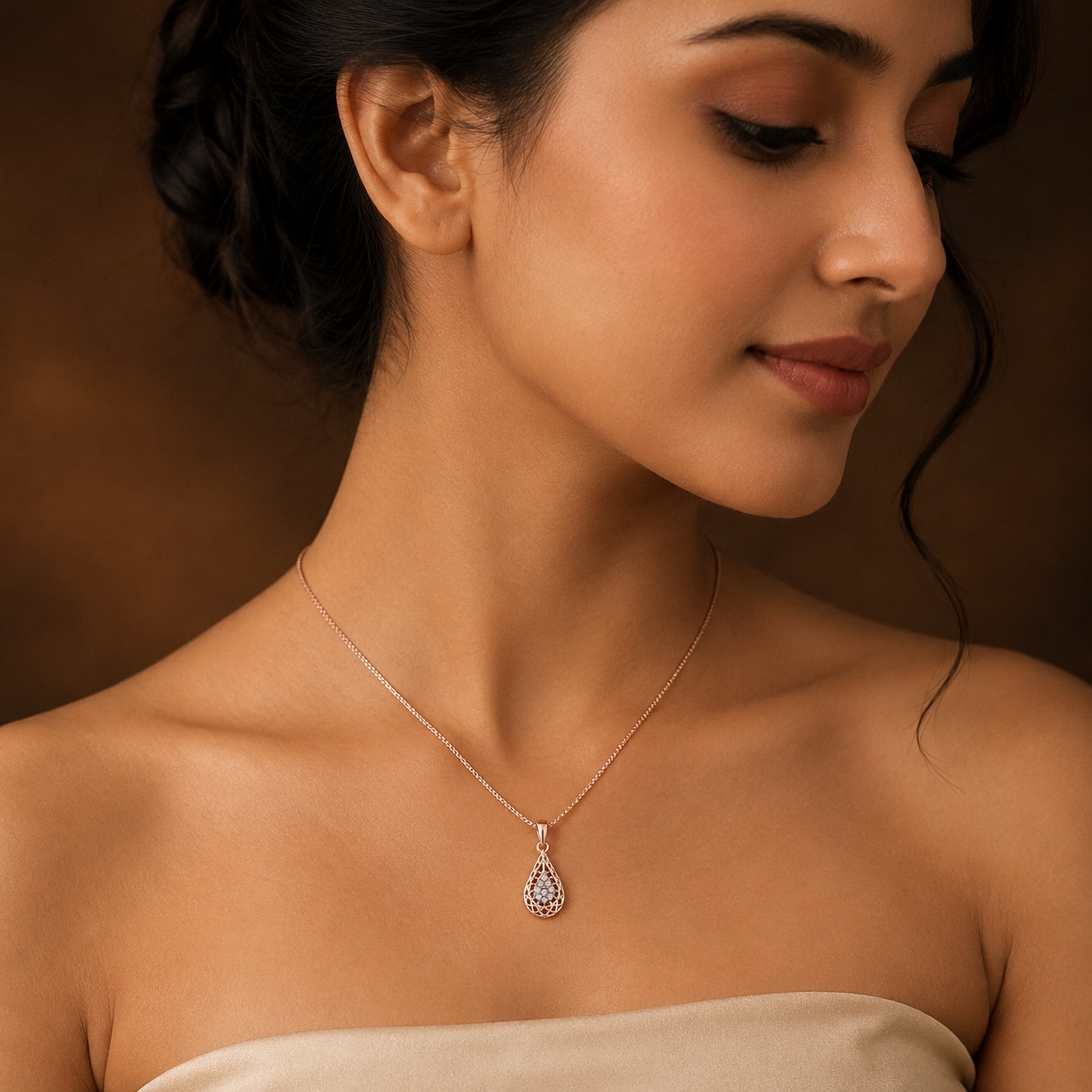Ornate Teardrop Bloom Necklace GWN-211