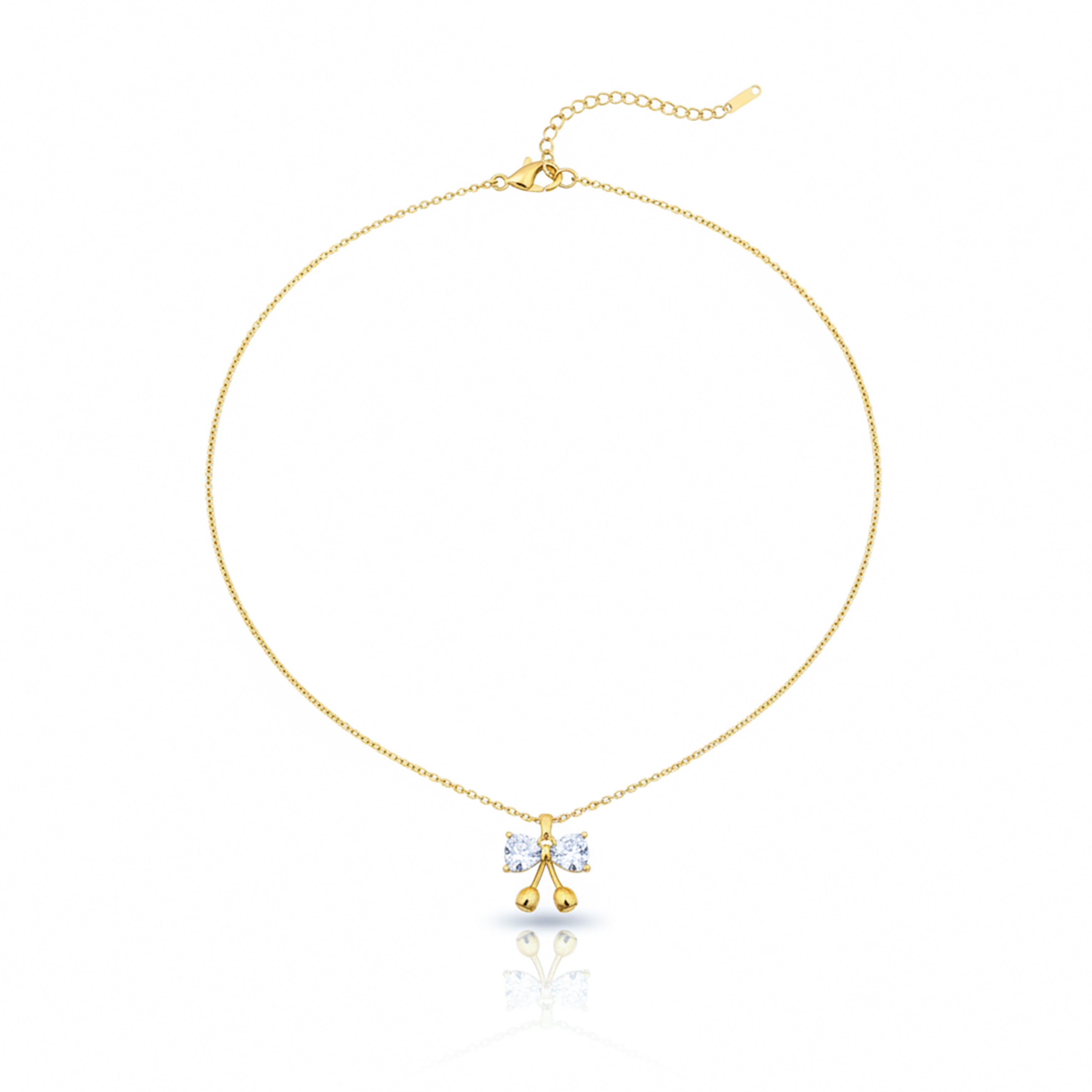 Modern Crystal Ribbon Bow Choker GWN -136