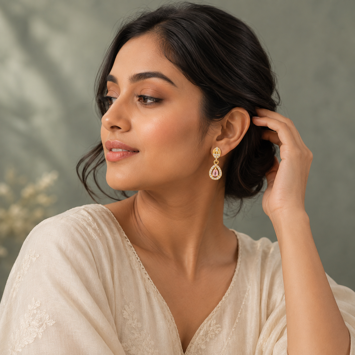 Roselle Pink Teardrop Earrings GWE 277