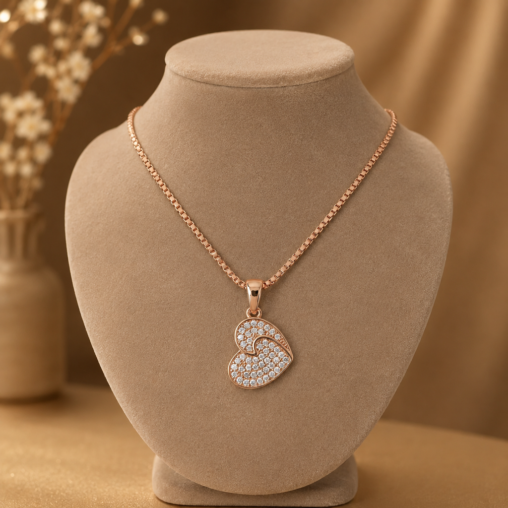 Diamond Swirl Heart Necklace GWN-217
