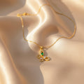 Modern Crystal Multicolor Butterfly Necklace GWN -137