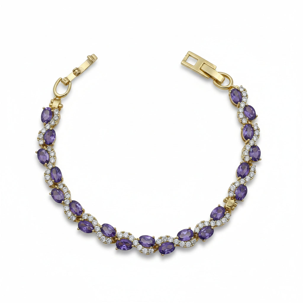 Imperial Amethyst Purple & Wavy Crystal Tennis Bracelet GWB-145