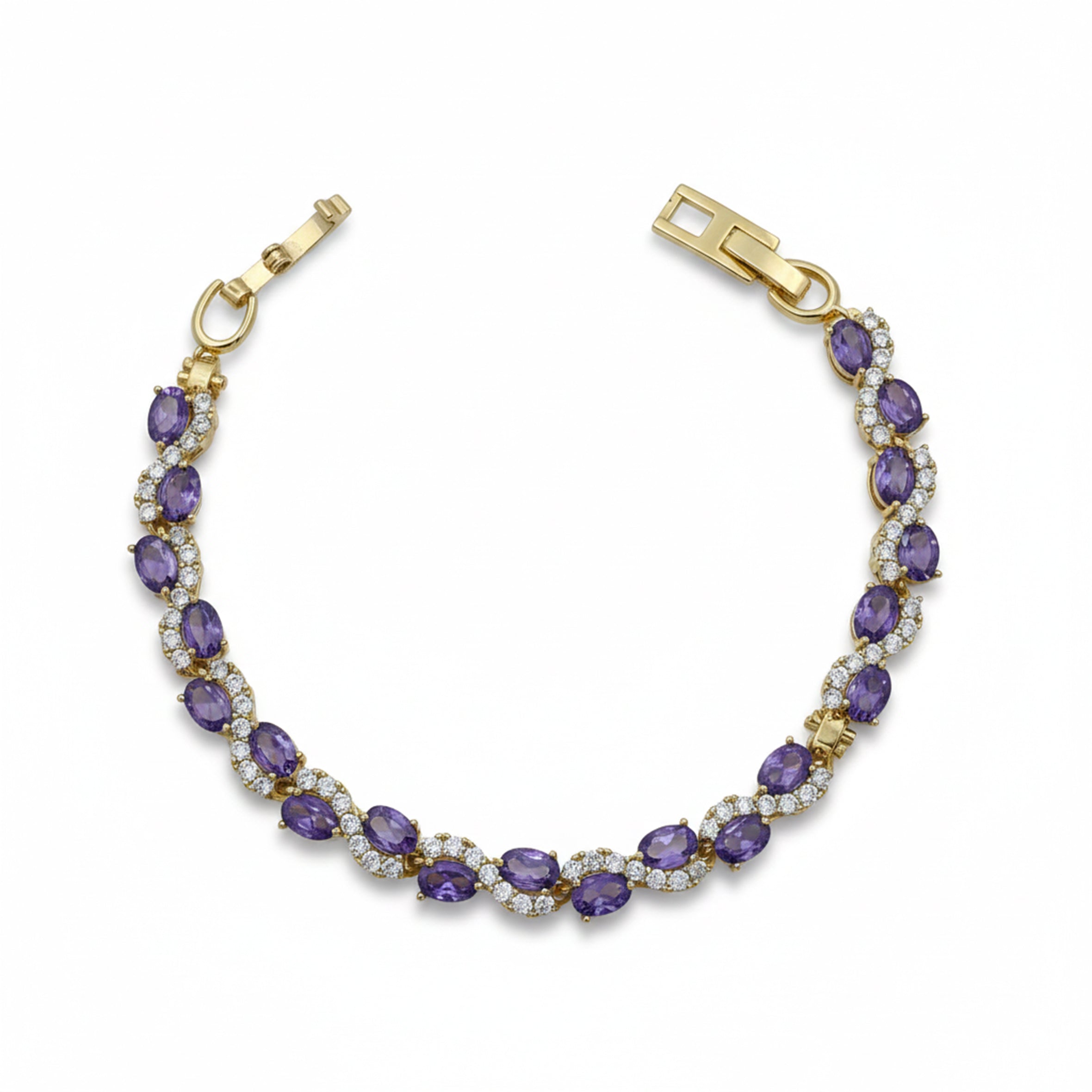 Imperial Amethyst Purple & Wavy Crystal Tennis Bracelet GWB-145