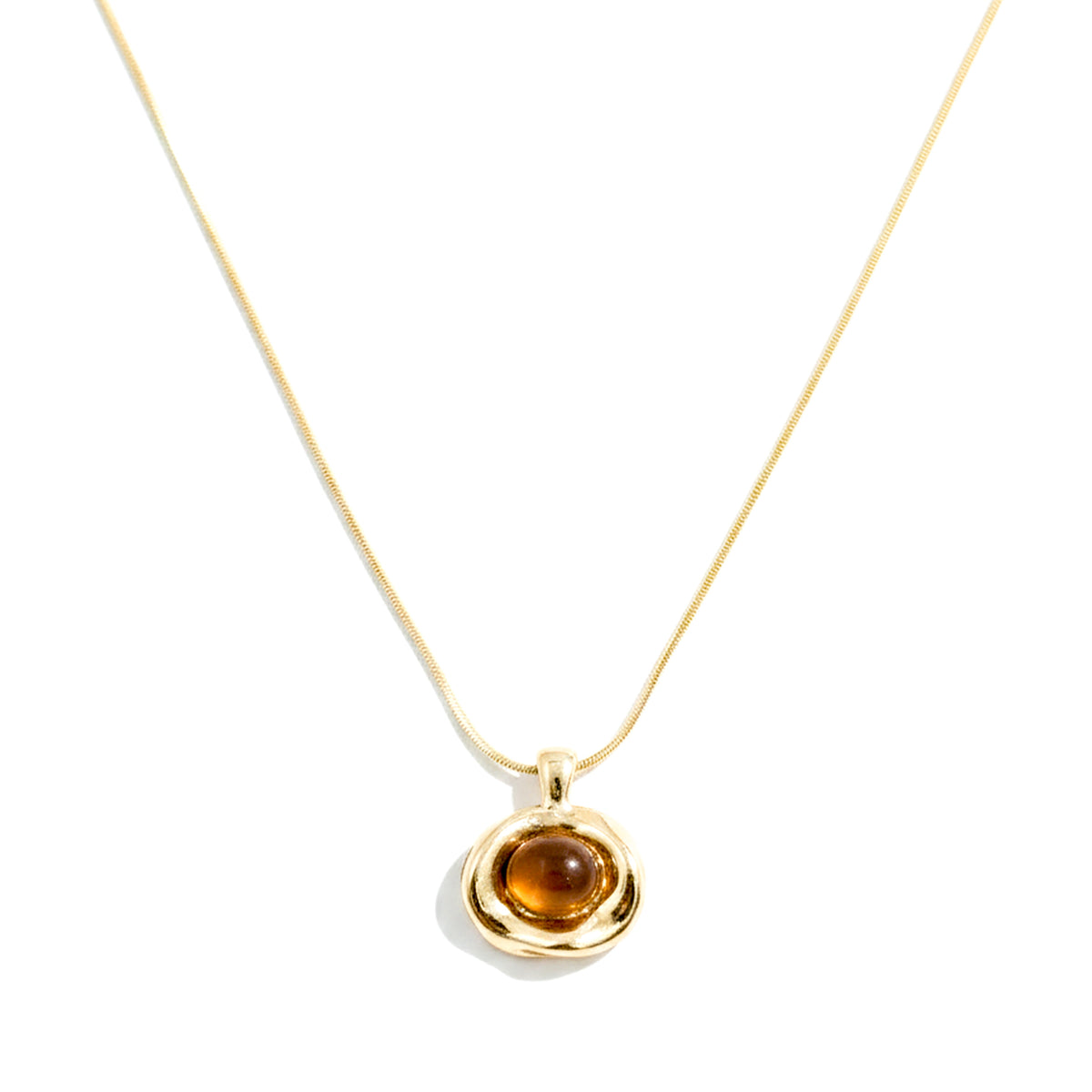 Modern Molten Gold Amber Pendant Necklace GWN -66