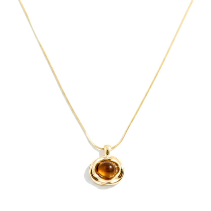 Modern Molten Gold Amber Pendant Necklace GWN -66