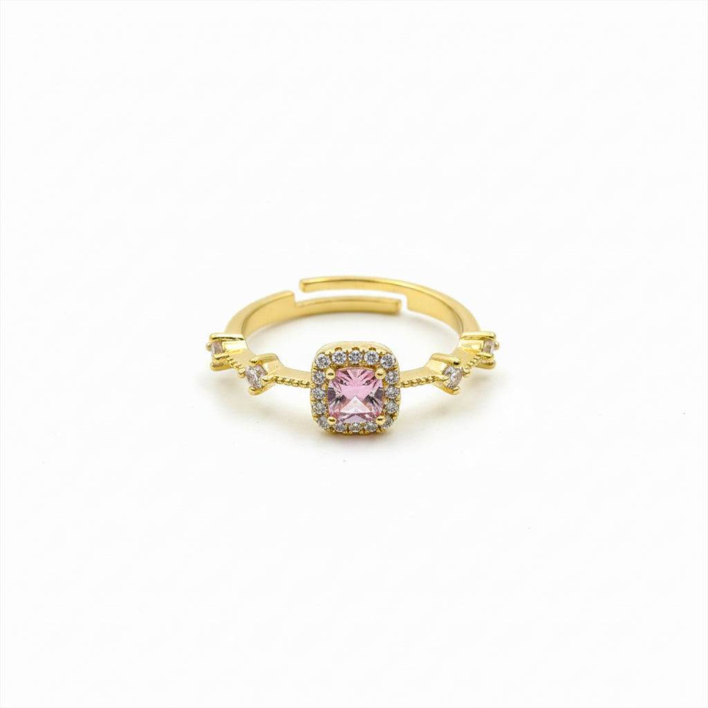 Pink Cushion Cut Halo Adjustable Ring GWR-71