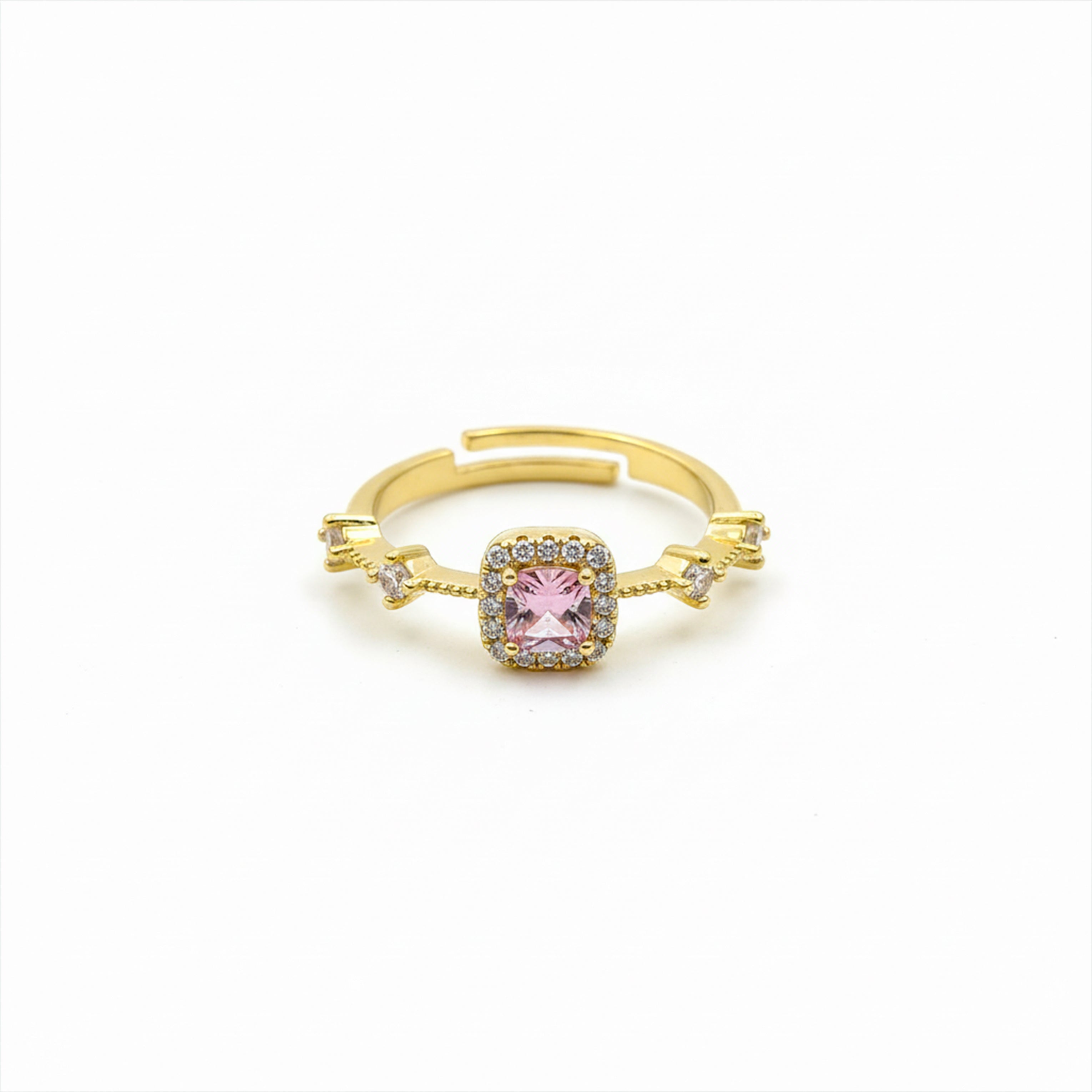 Pink Cushion Cut Halo Adjustable Ring GWR-71