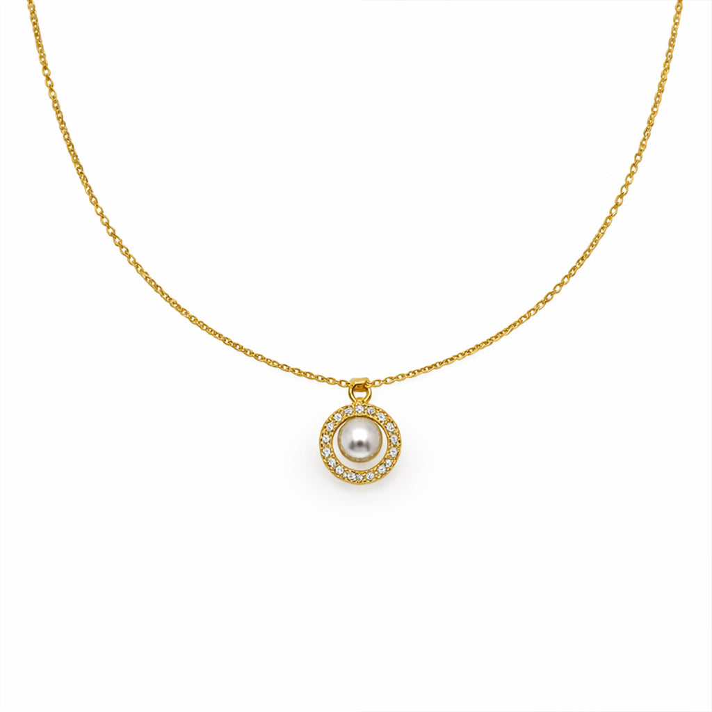 Classic Pearl Halo Pendant Necklace GWN -57