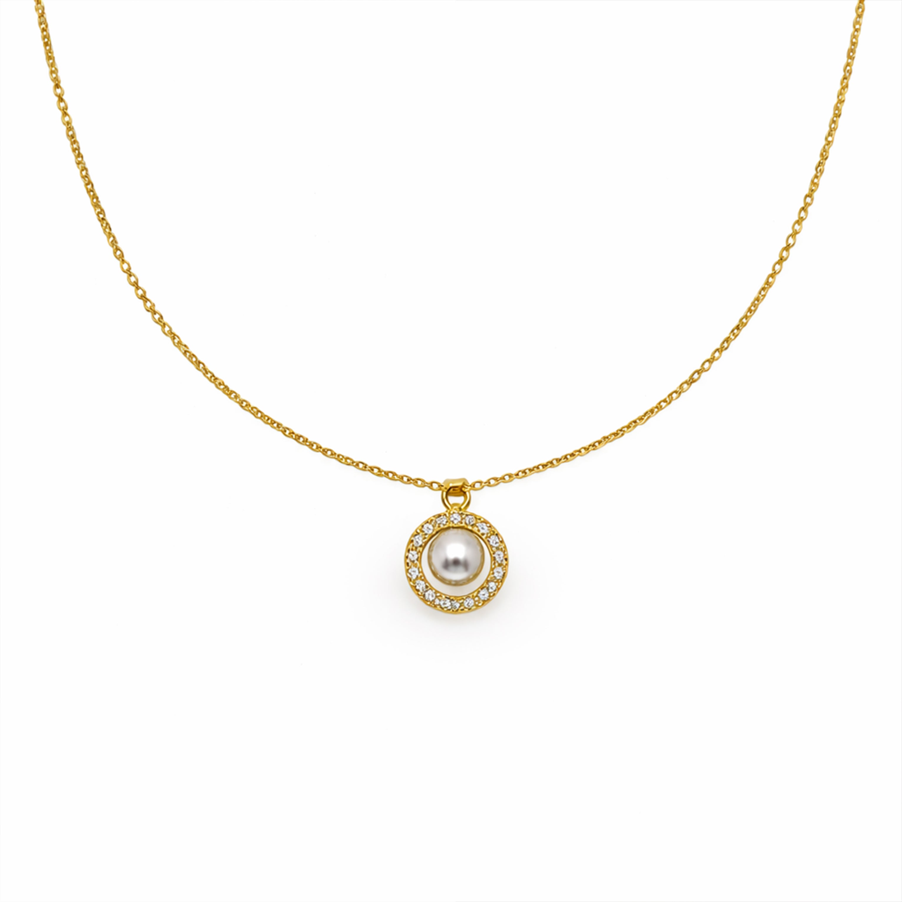 Classic Pearl Halo Pendant Necklace GWN -57
