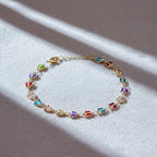 Vibrant Multi Color Enamel Butterfly Link Bracelet GWA-35