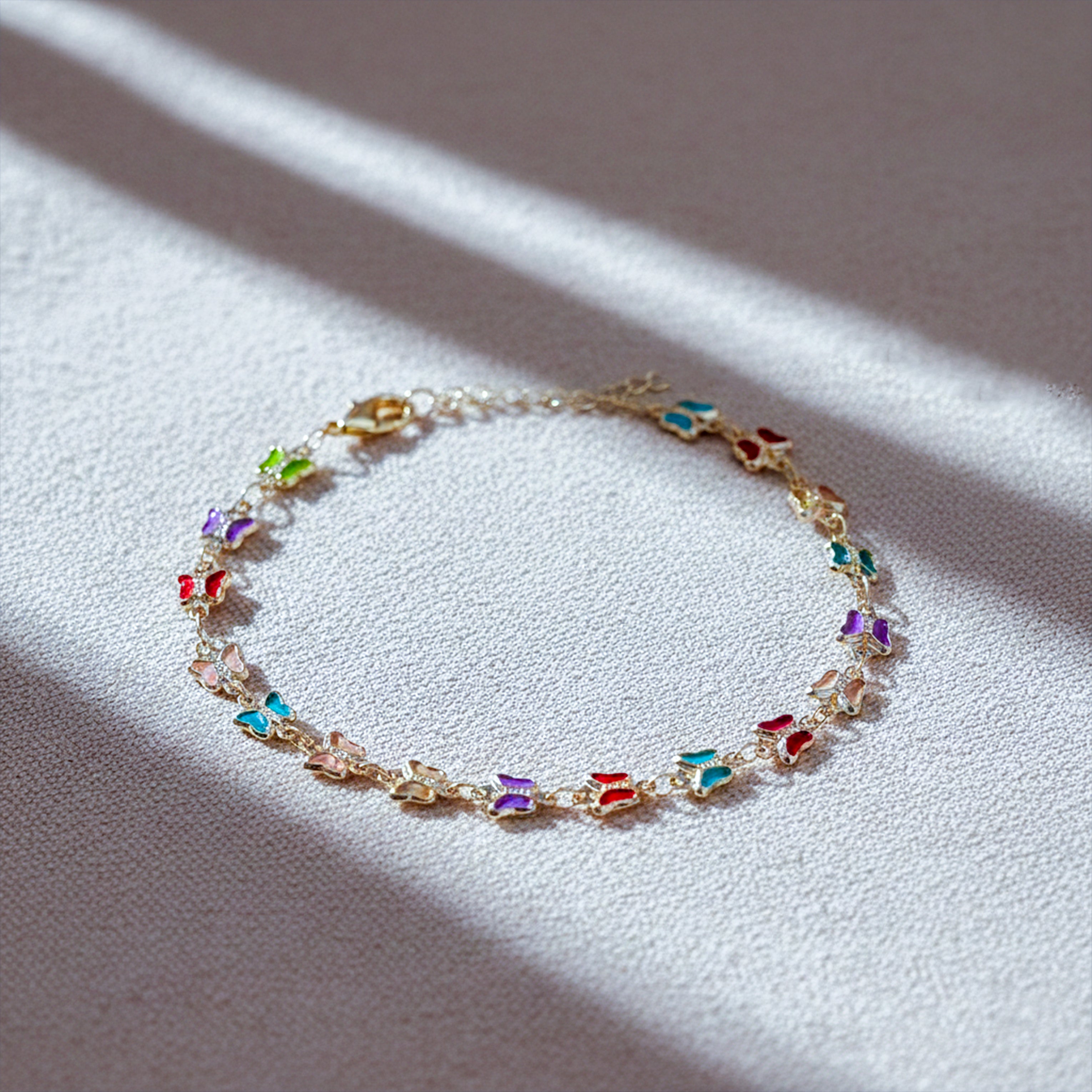 Vibrant Multi Color Enamel Butterfly Link Bracelet GWA-35