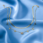 Modern Evil Eye Herringbone Layered Necklace GWN -104