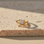 Emerald Cut Solitaire Criss Cross Wrap Ring GWR-29