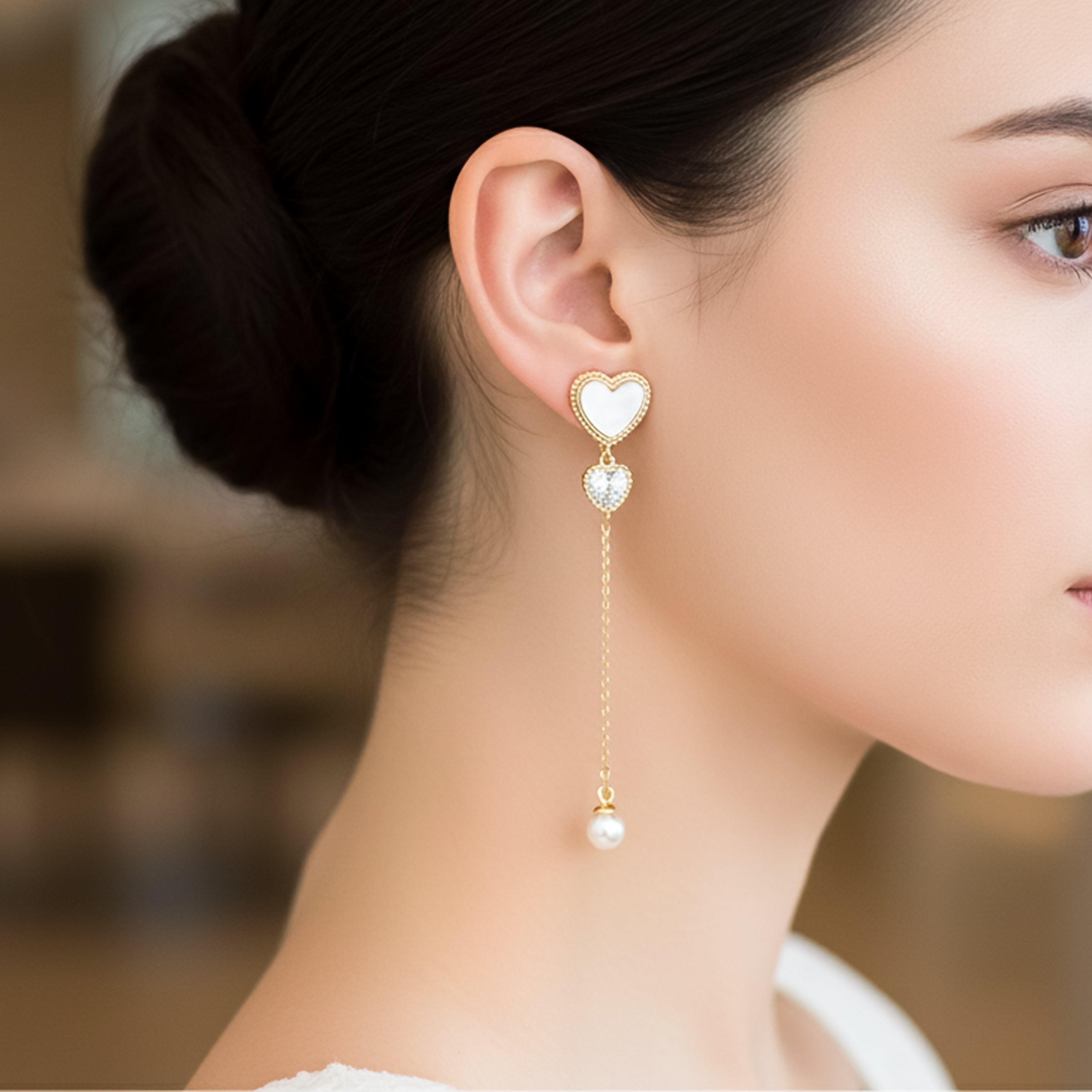 Trishna Shell Heart Pearl Drops GWE -87