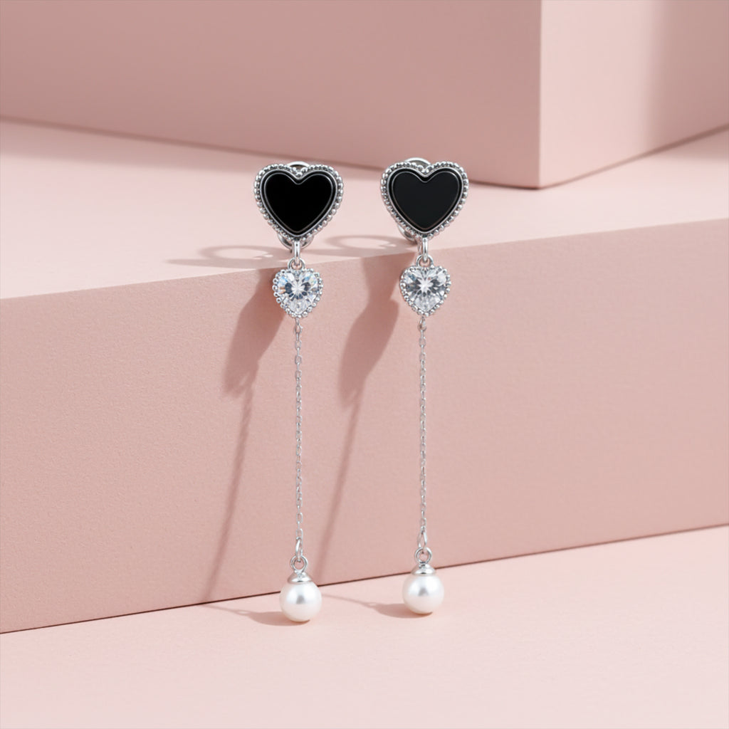 Trishna Heart Pearl Drop Earrings GWE -85
