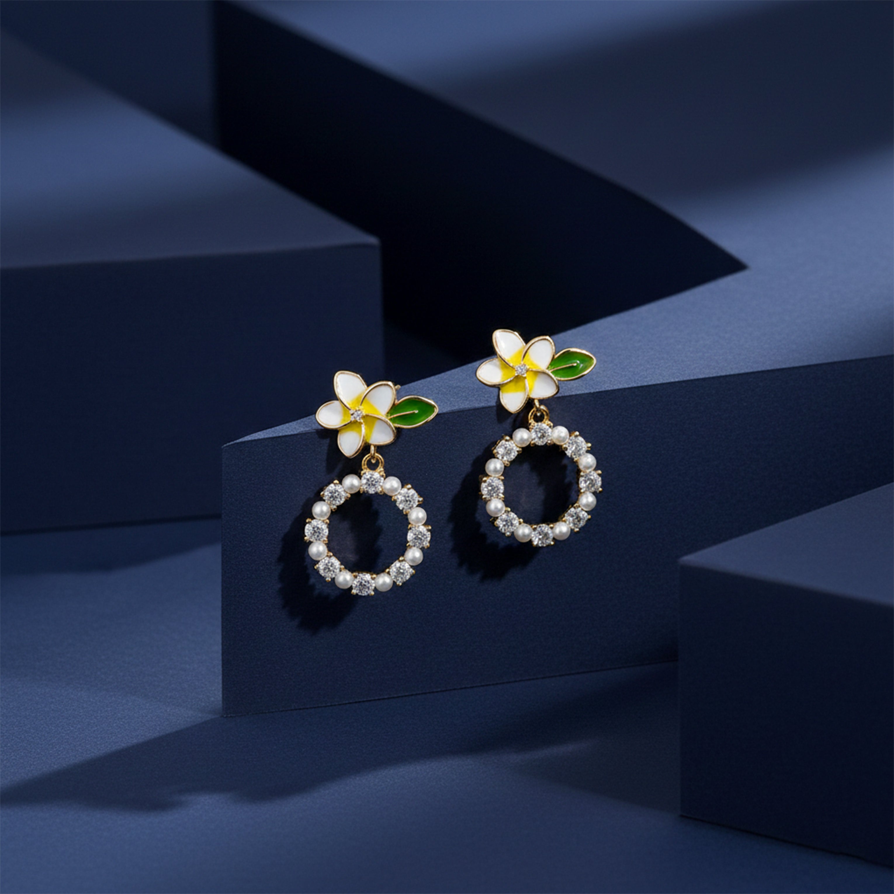 Flora Bloom Pearl Hoop Earrings GWE -133
