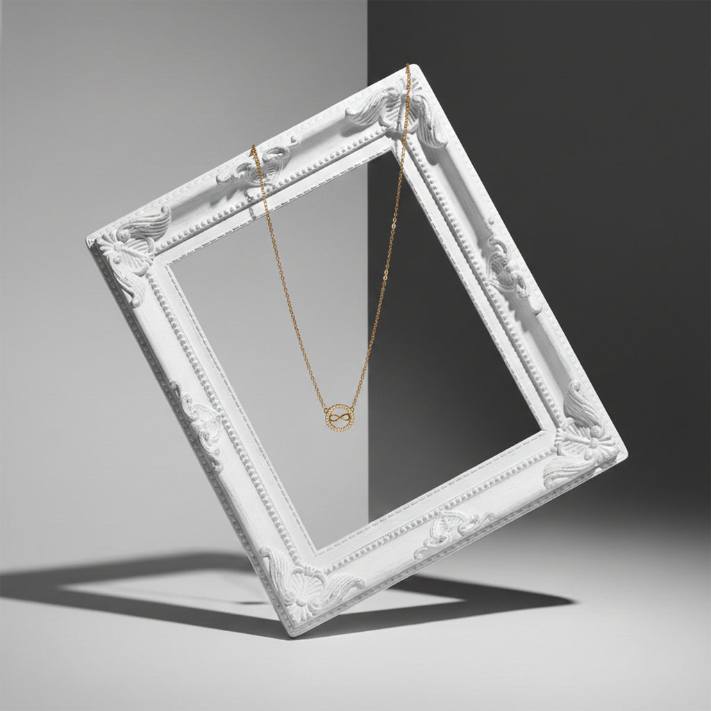 Golden Infinity Halo Pendant Necklace GWN -50