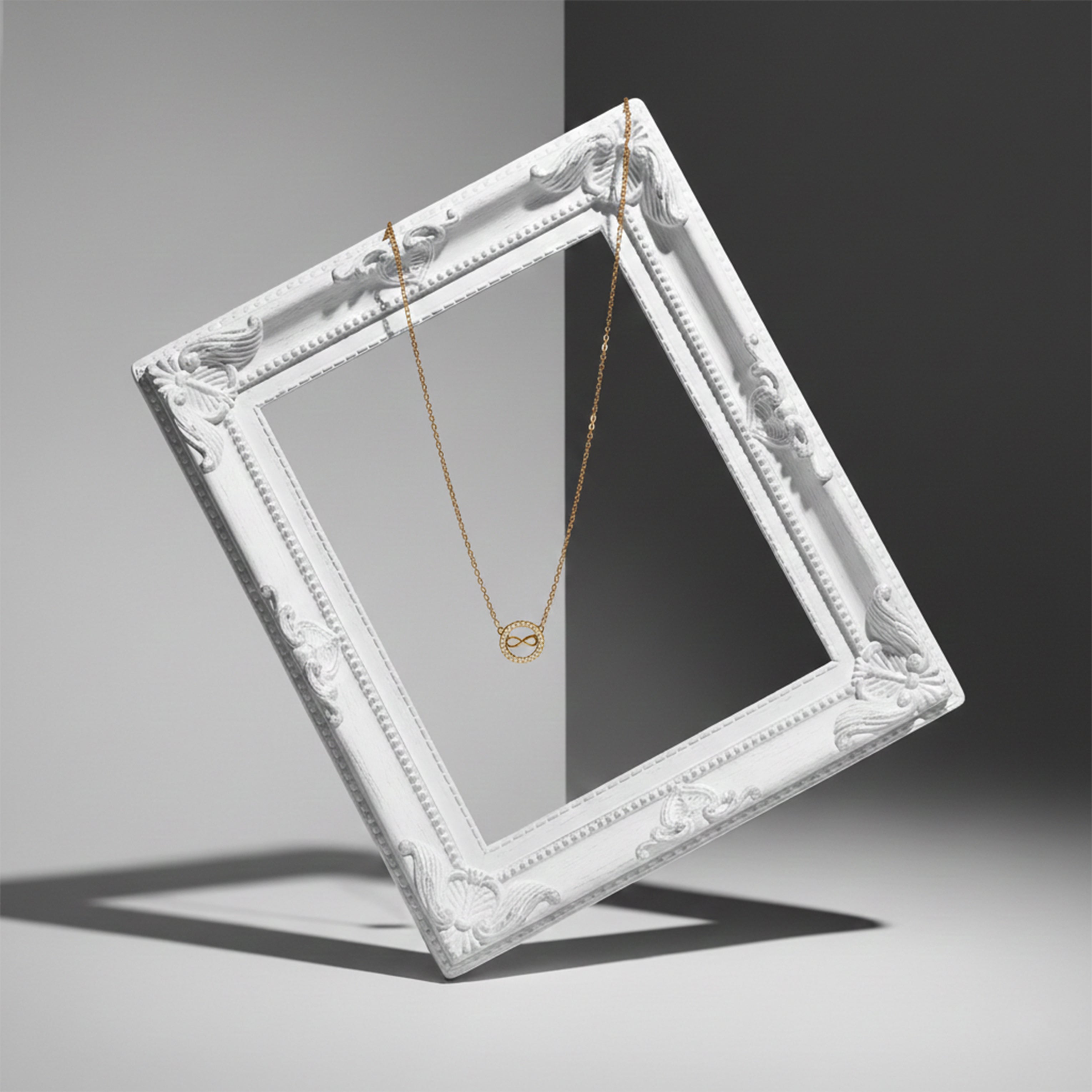 Golden Infinity Halo Pendant Necklace GWN -50