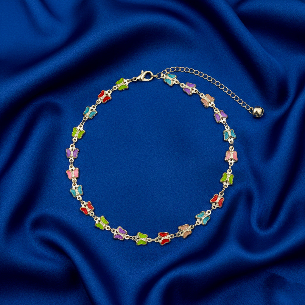 Vibrant Multi Color Enamel Butterfly Link Bracelet GWA-35