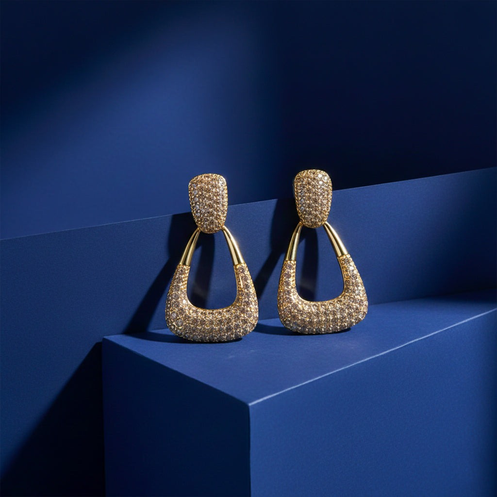 Classic Geometric Pave Drop Earrings GWE -135