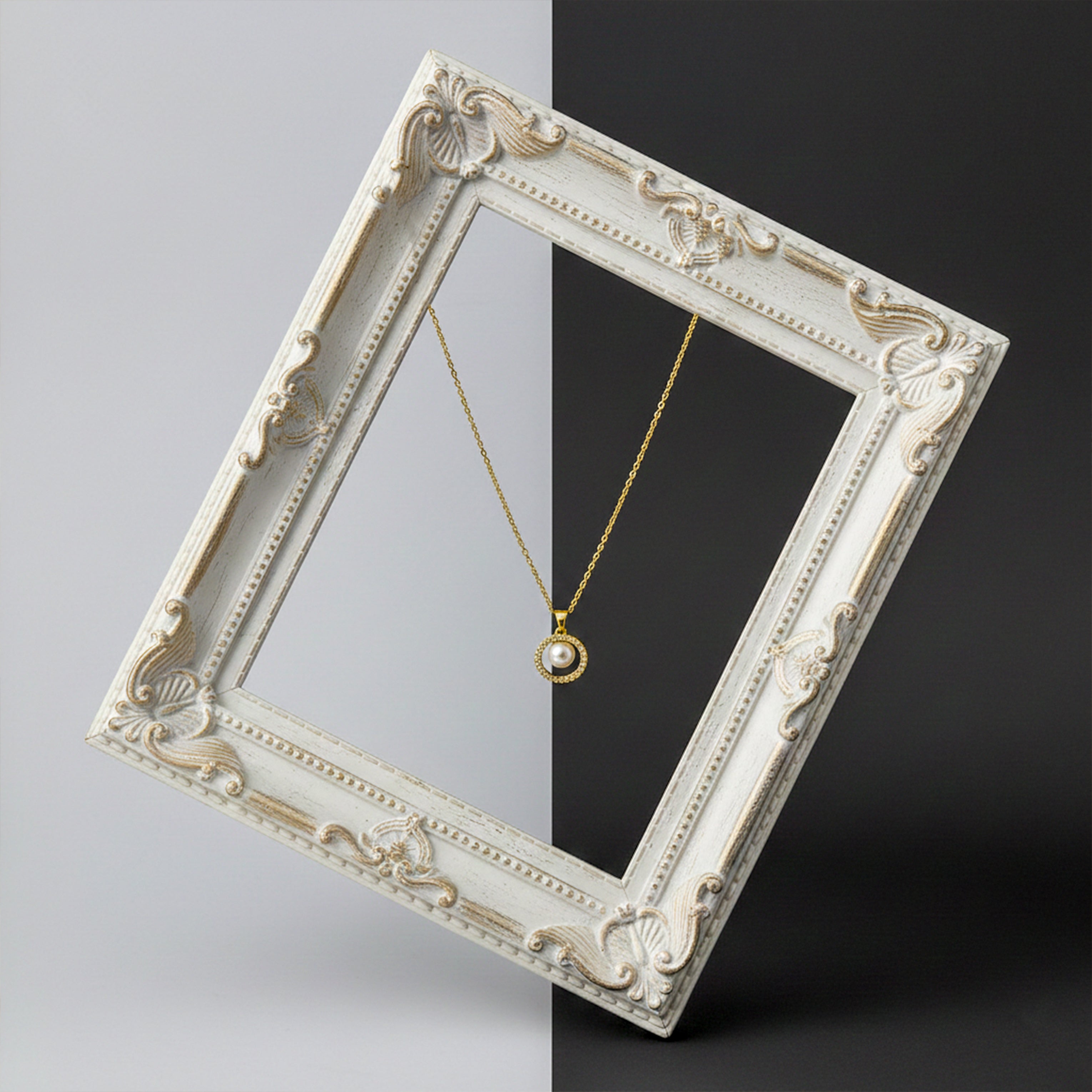 Classic Pearl Halo Pendant Necklace GWN -57