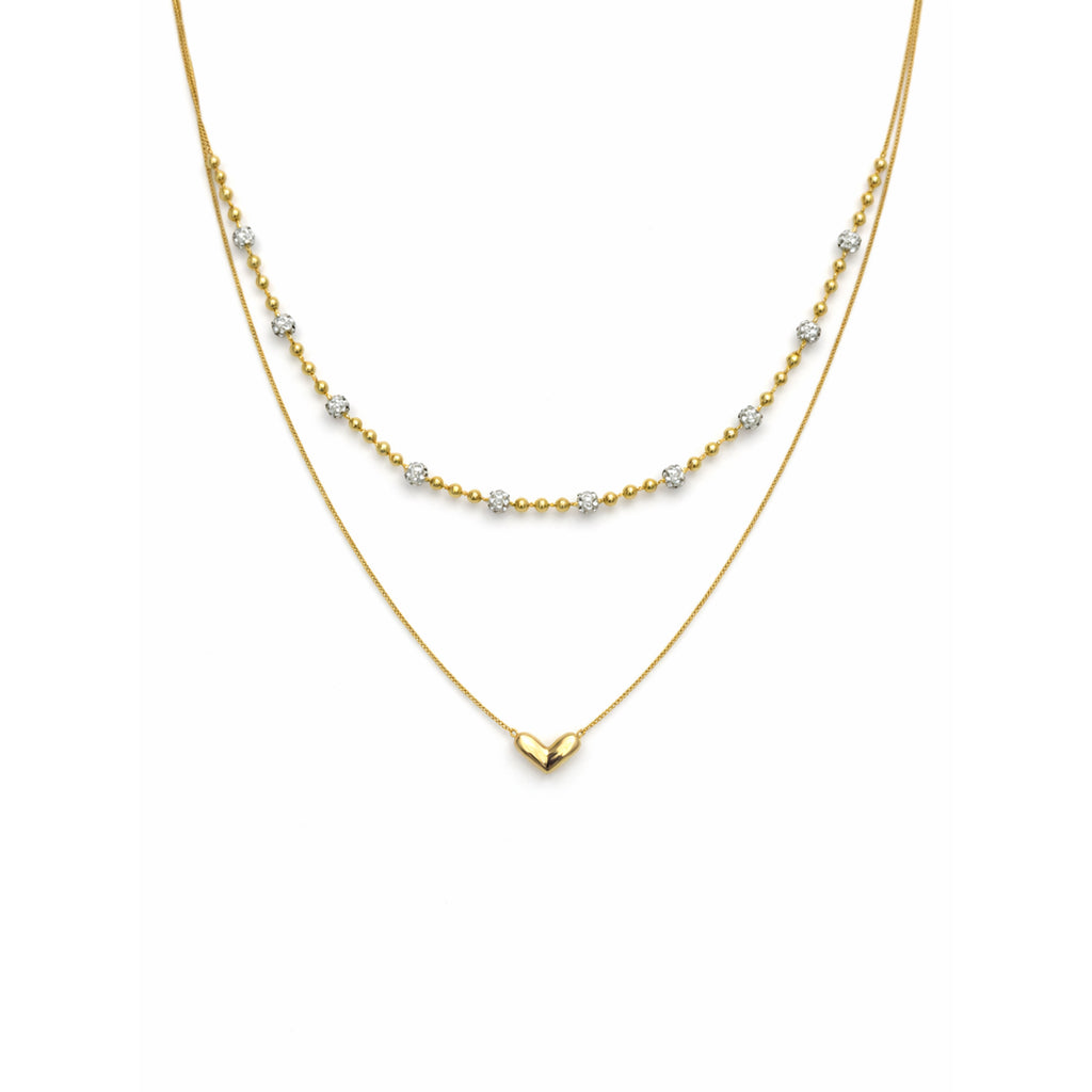 Modern Dual Layer Beaded Heart Necklace GWN -63