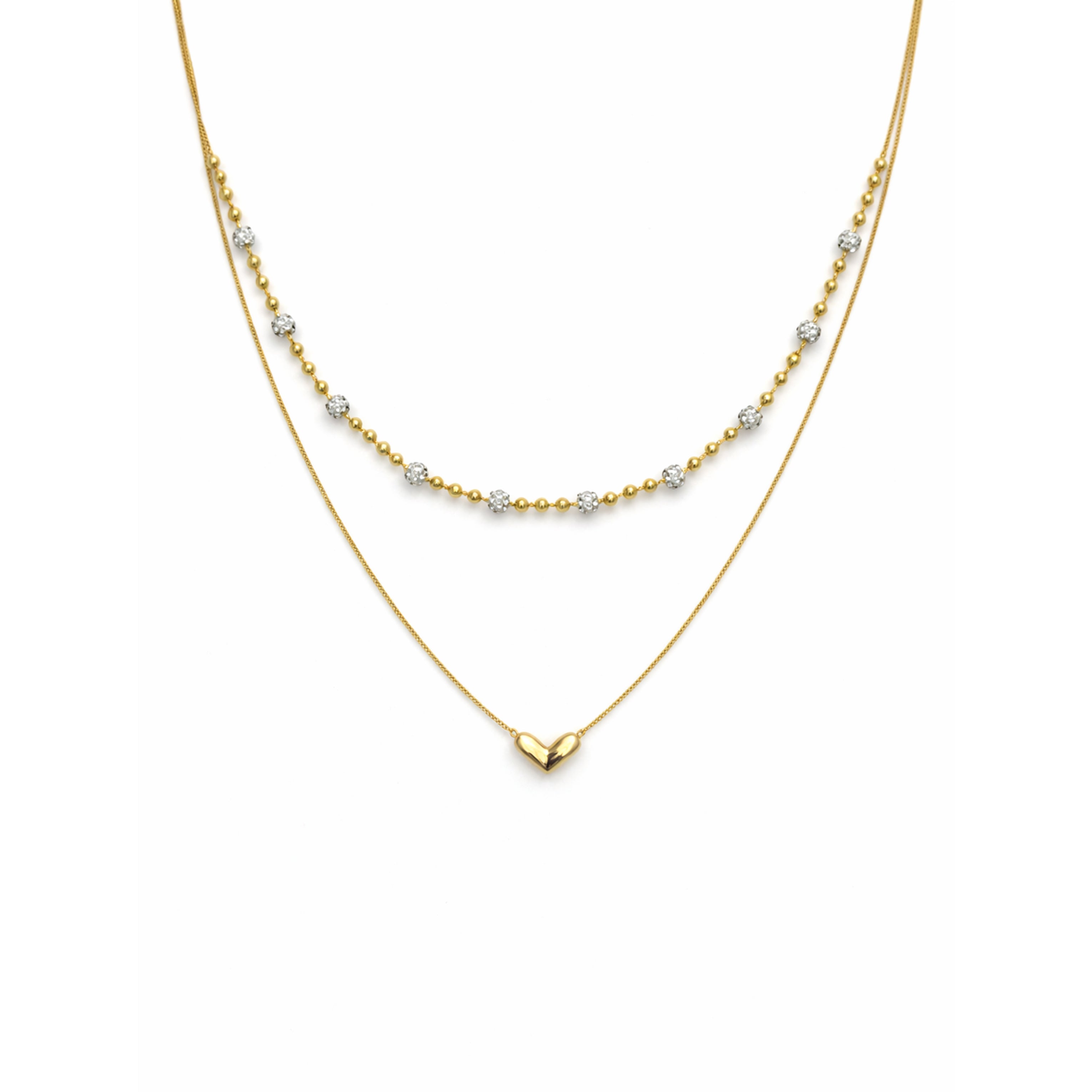 Modern Dual Layer Beaded Heart Necklace GWN -63