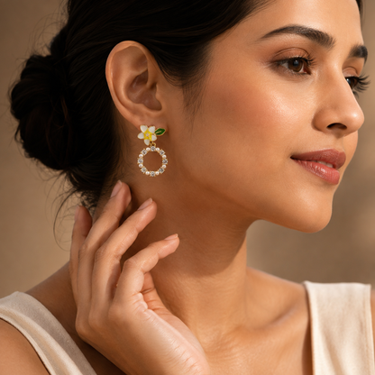 Flora Bloom Pearl Hoop Earrings GWE -133