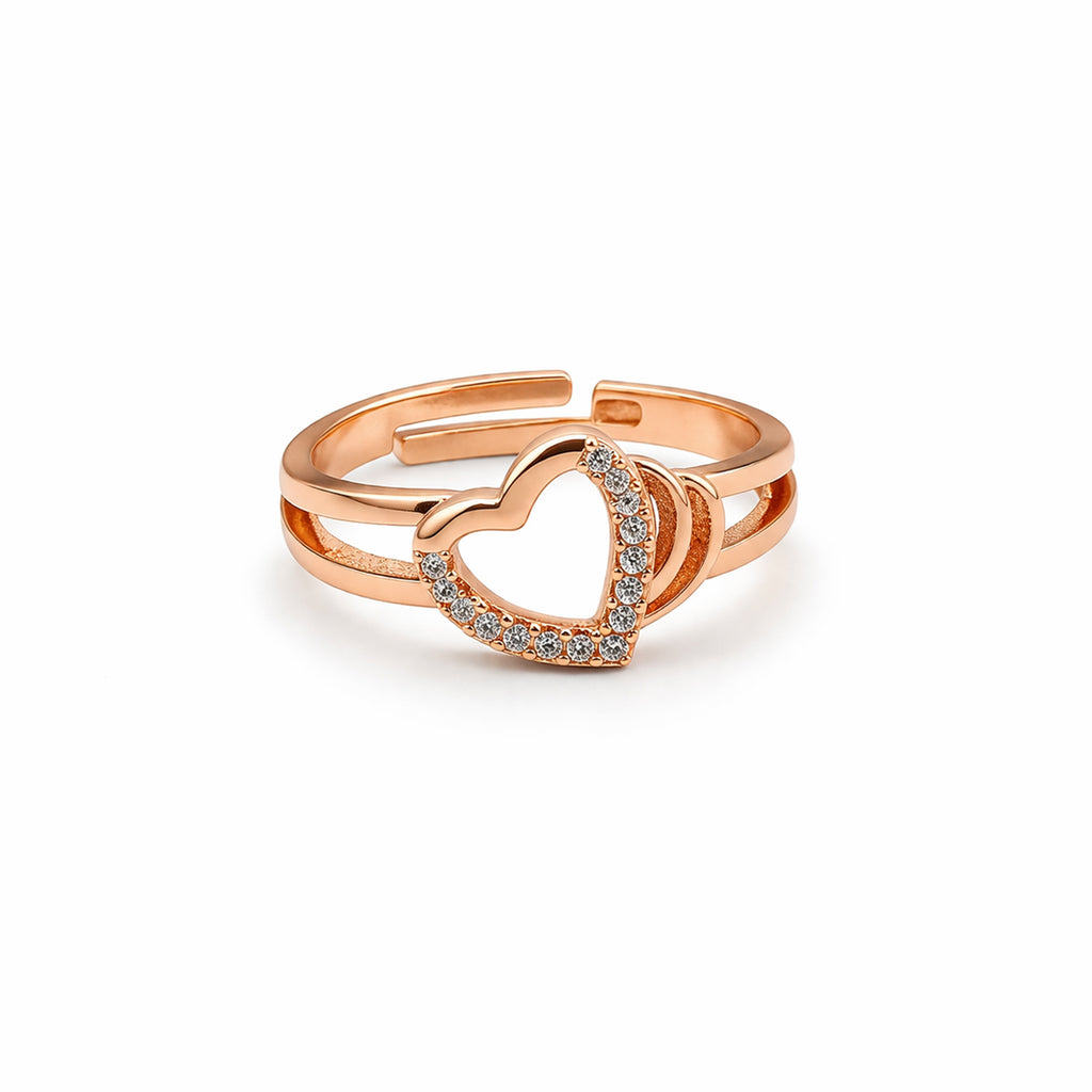 Cascading Pave Open Heart Dual Band Ring GWR-119