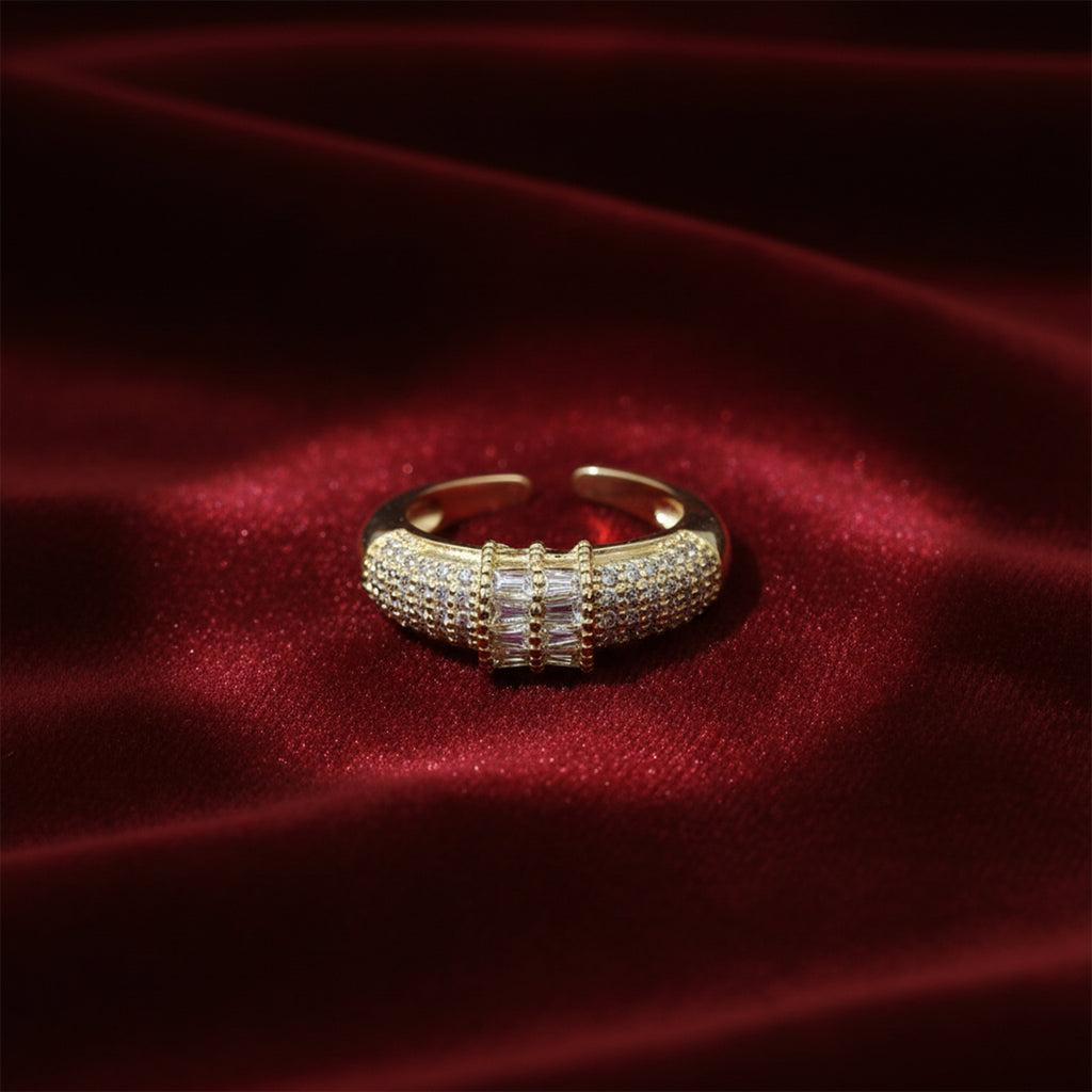 Baguette Panel Multi Row Pave Adjustable Ring GWR-23