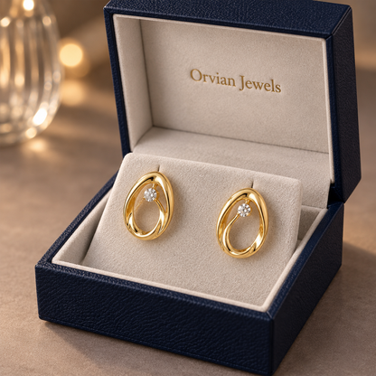 Sculpted Golden Orbit Stud Earrings GWE 51